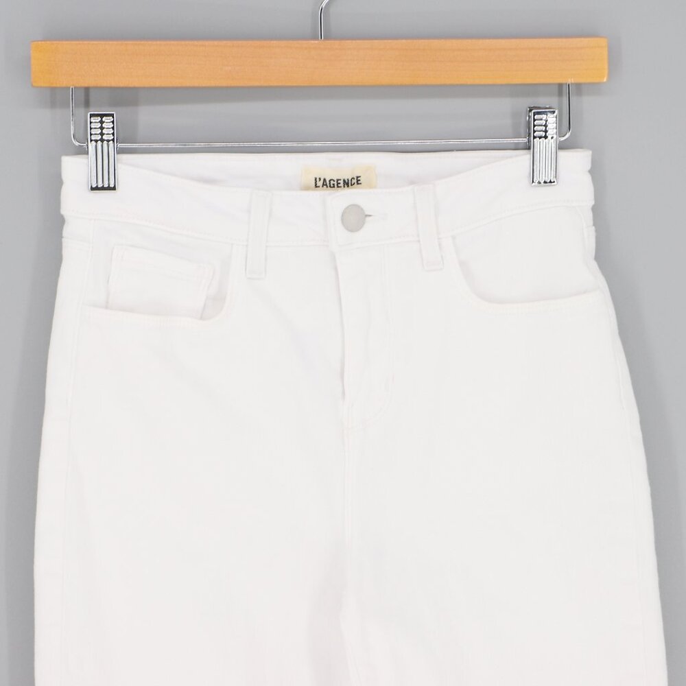 L'AGENCE White Stretch Denim Bermuda Short Size 25 - Picture 3 of 7